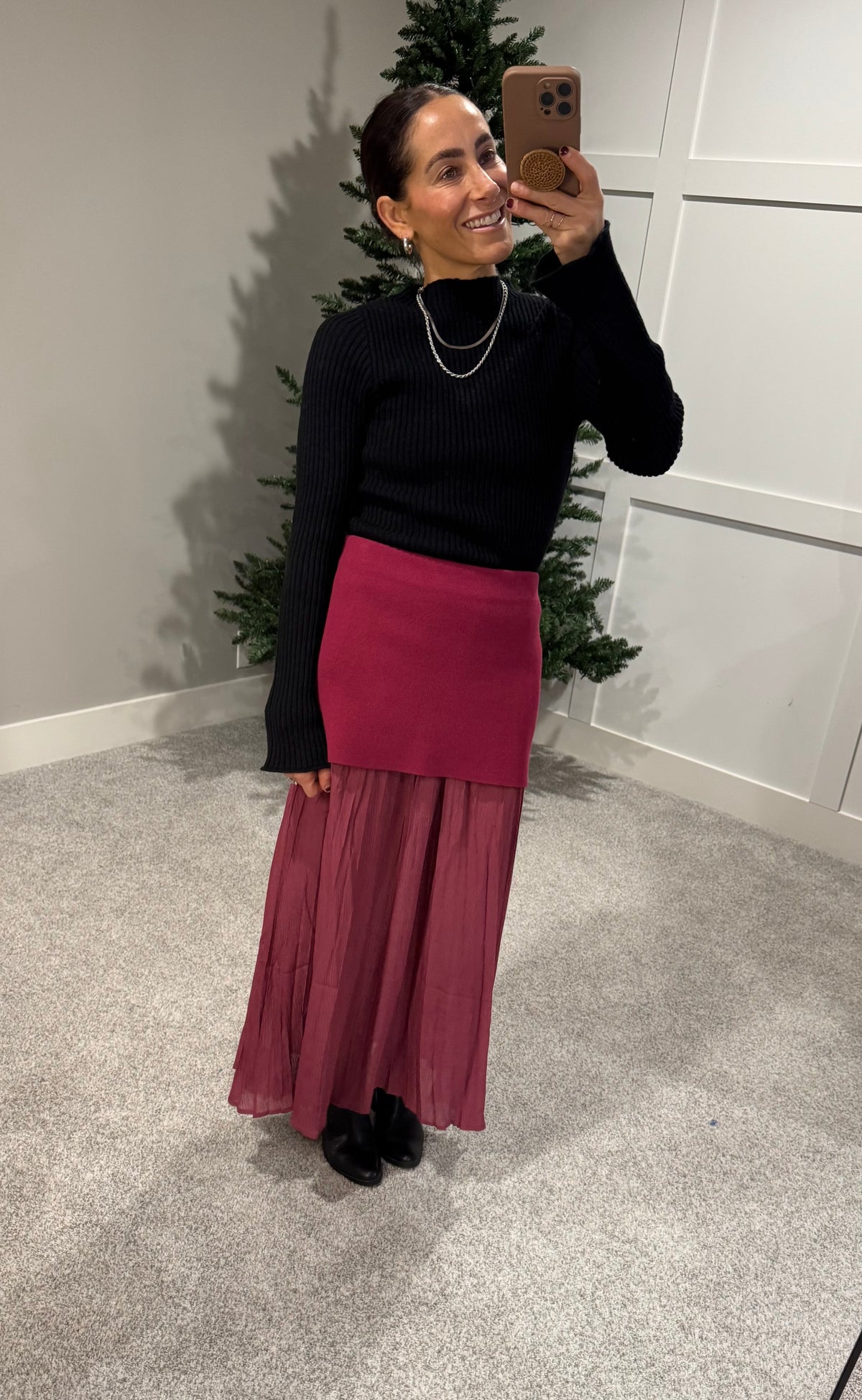 Wine Mixed Media Skirt