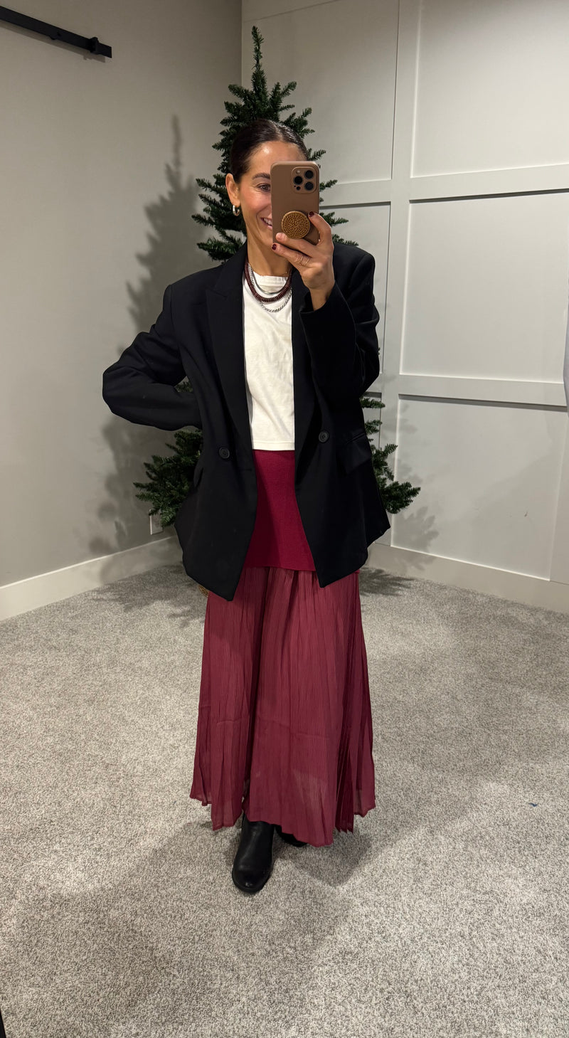 Wine Mixed Media Skirt