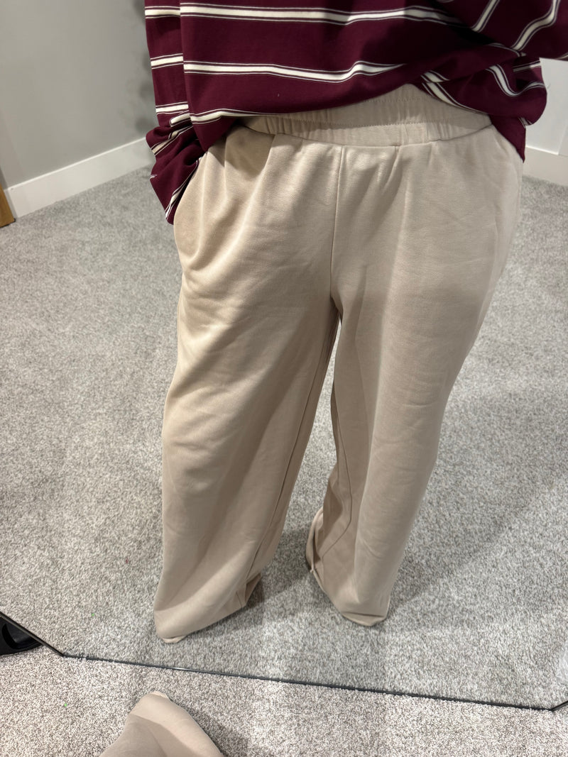 Wide Leg Sweatpants | Beige
