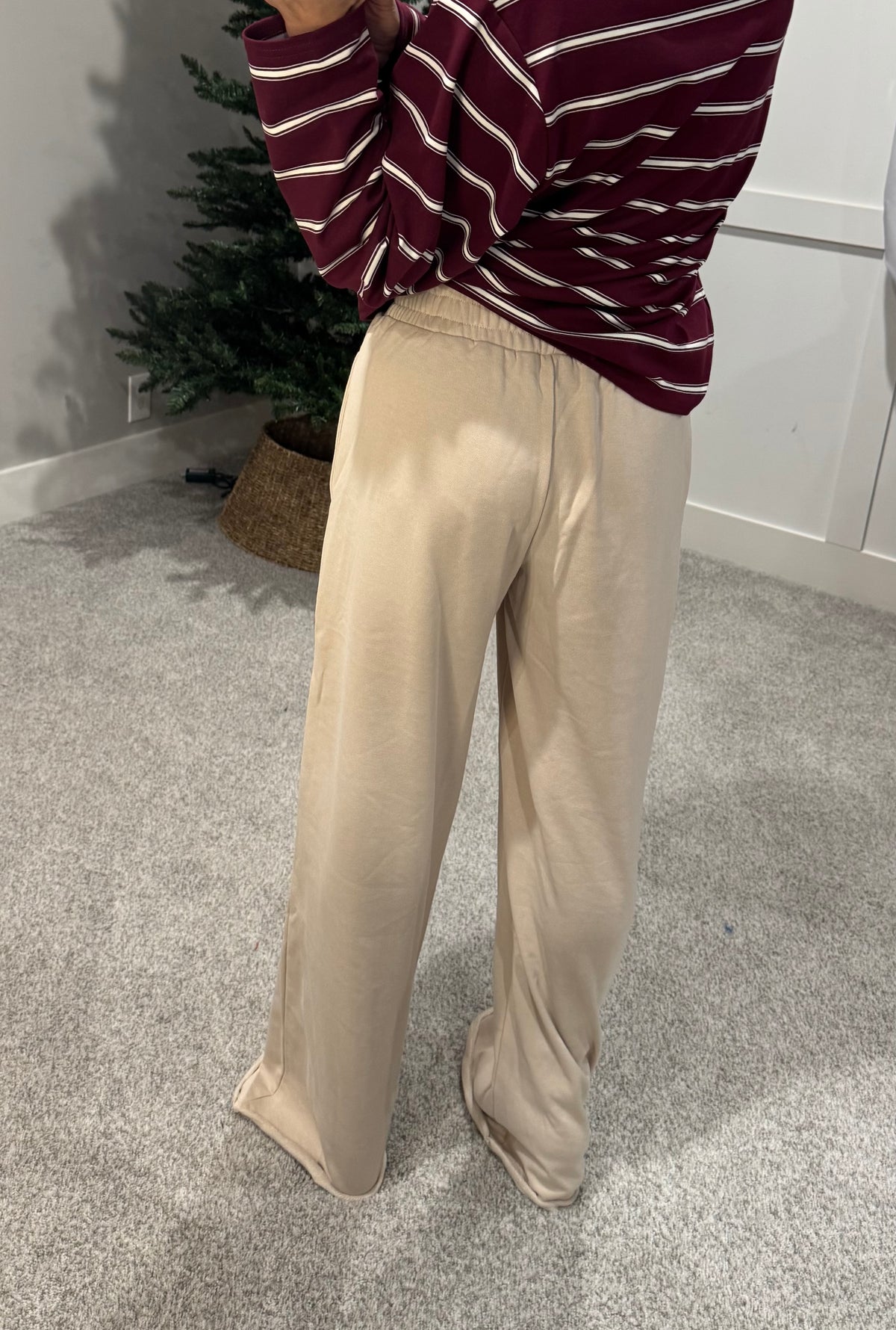 Wide Leg Sweatpants | Beige