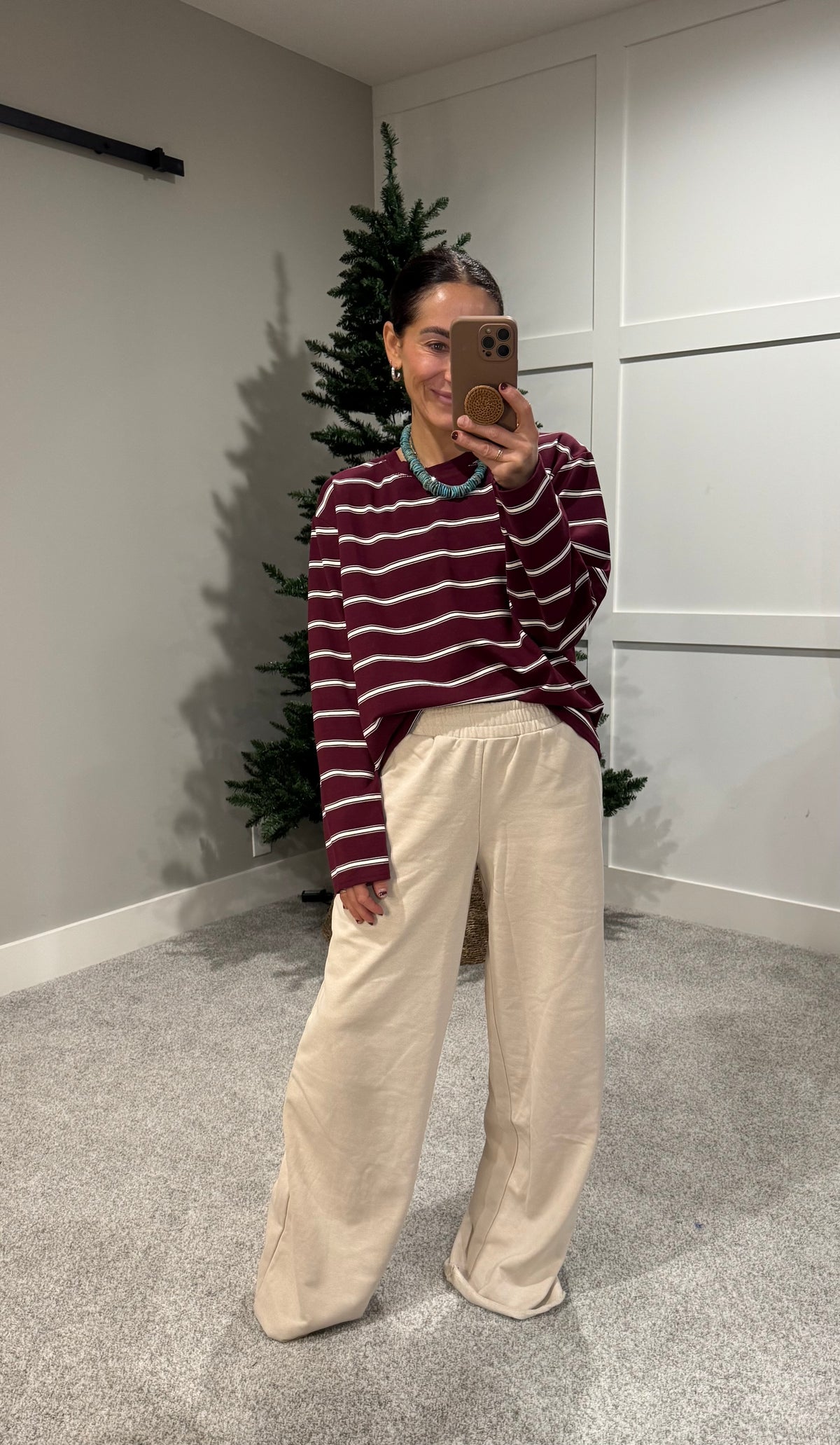 Wide Leg Sweatpants | Beige