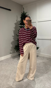 Wide Leg Sweatpants | Beige