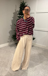 Wide Leg Sweatpants | Beige