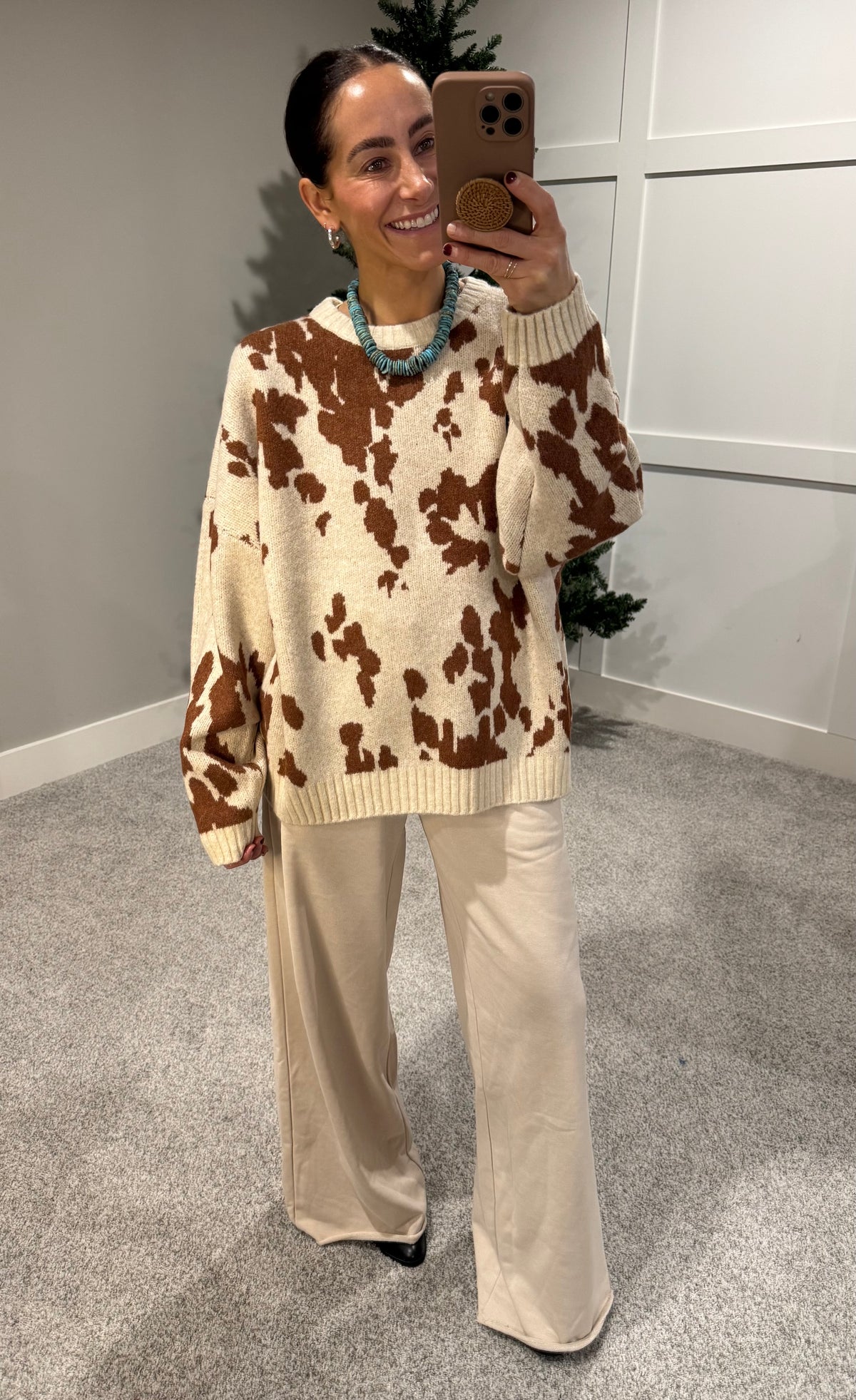Cow Print Sweater