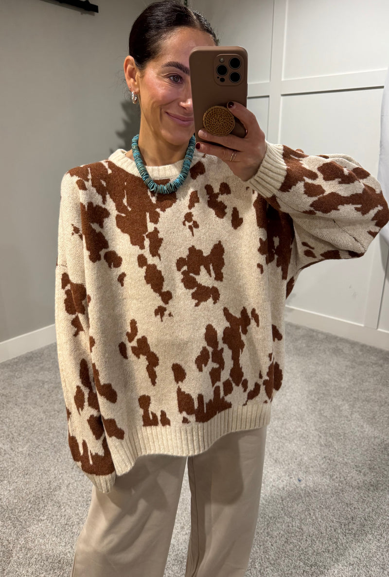 Cow Print Sweater