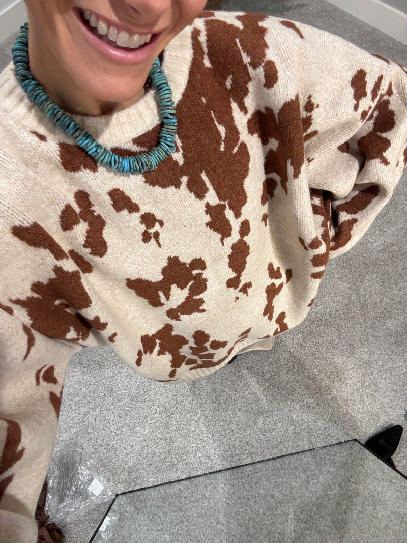 Cow Print Sweater