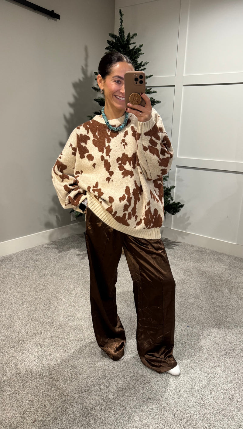 Cow Print Sweater
