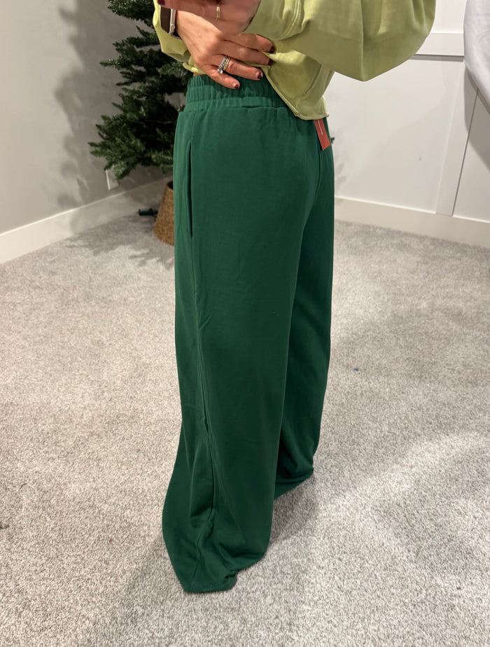 Wide Leg Sweatpants | Pine Green
