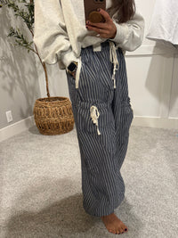 Striped Drawstring Jogger Pants | Navy