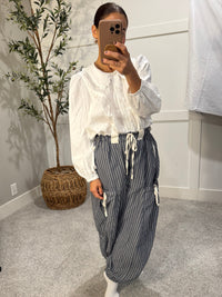Striped Drawstring Jogger Pants | Navy