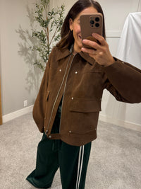 Brown Suede Utility Jacket