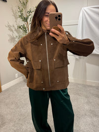 Brown Suede Utility Jacket