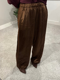 Satin Sheen Track Pant | Chestnut