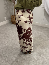 Cow Print Satin Skirt