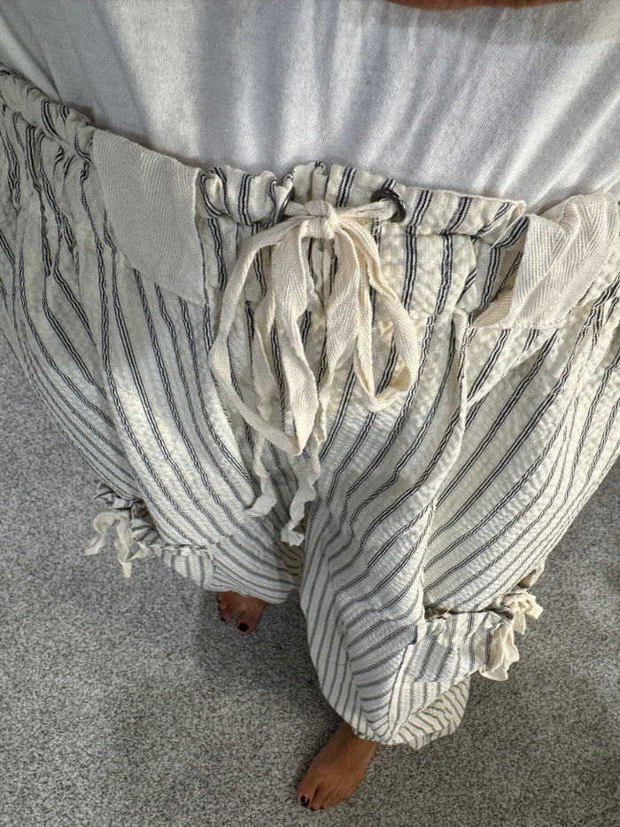 Striped Drawstring Jogger Pants | Oatmeal