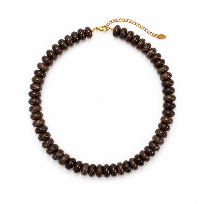 Resin Beaded Statement Necklace |Espresso Swirl