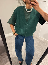 Oversized Forest Green Button-up Vest