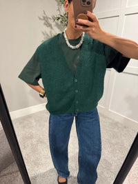 Oversized Forest Green Button-up Vest