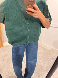 Oversized Forest Green Button-up Vest