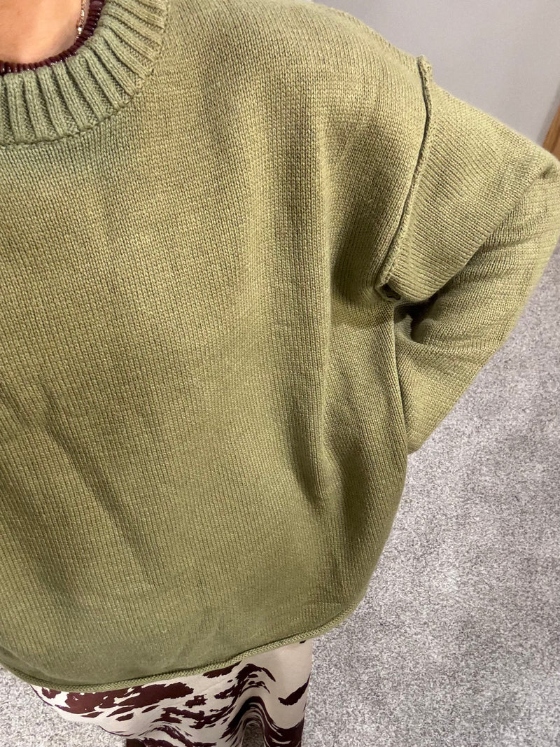 Olive Crewneck Sweater