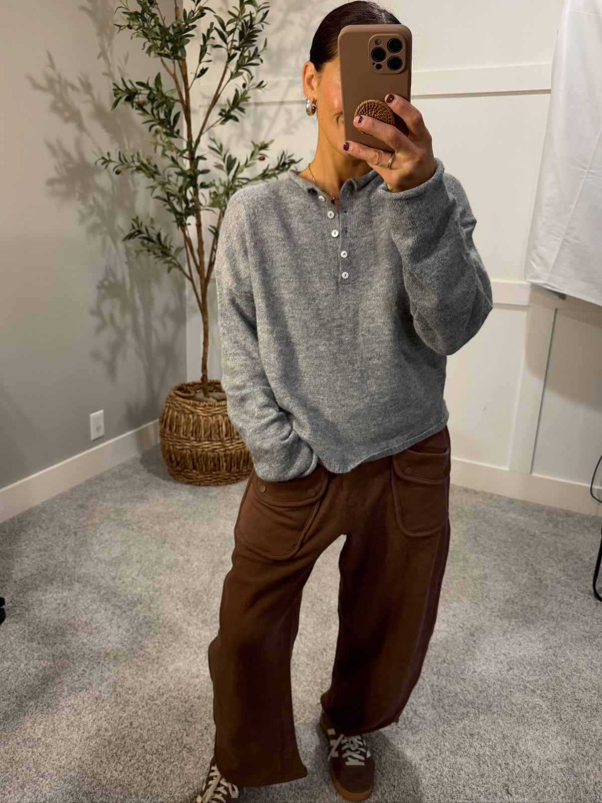 Zola Henley Sweater | Heather Gray