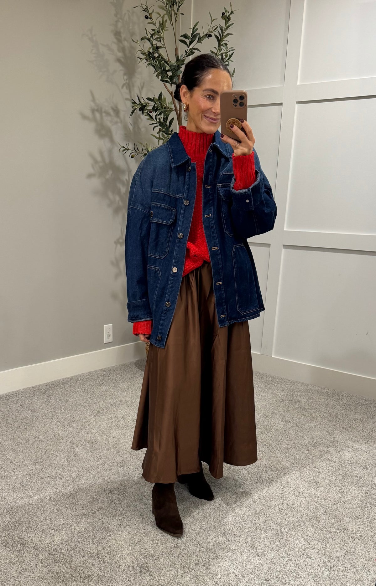 Flare Midi Skirt | Brown