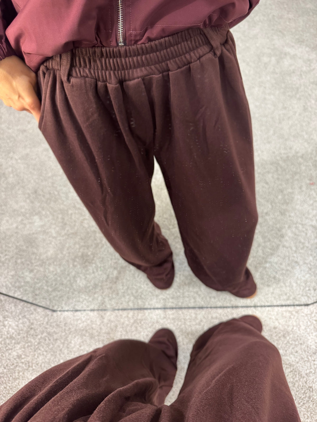 Tailored Wide Leg Knit Sweatpants | Maroon