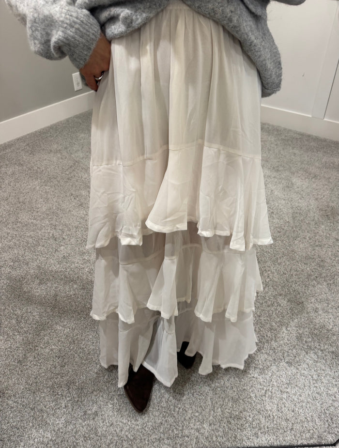 Fay Tiered Ruffle Skirt | Ivory