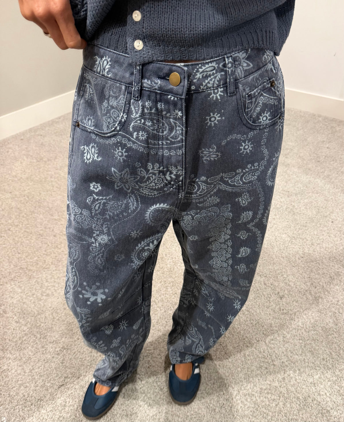 Paisley Print Navy Denim