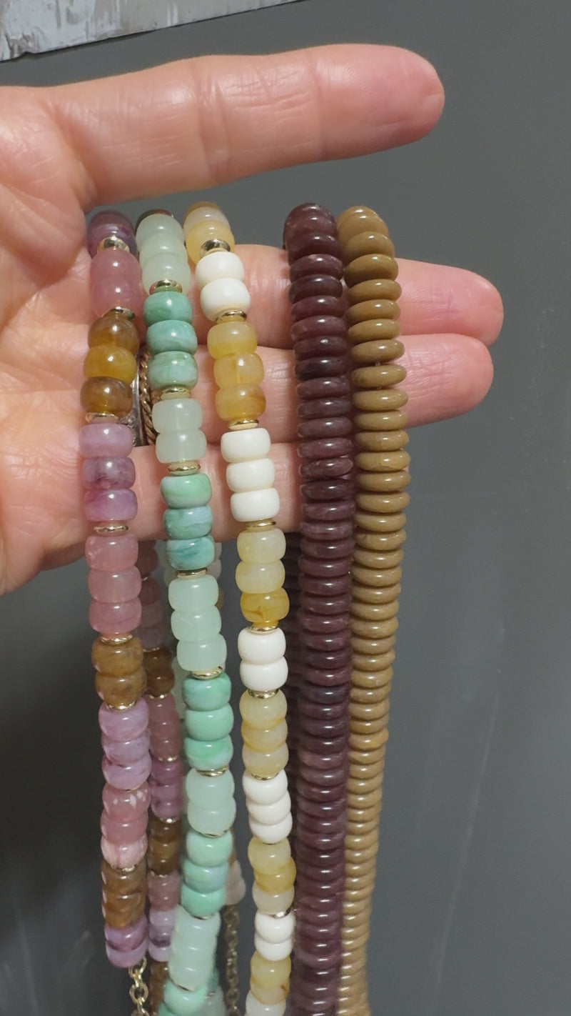 Wide Marble Beaded Necklace | Burgundy