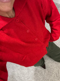 Red Collared Sweater Cardigan