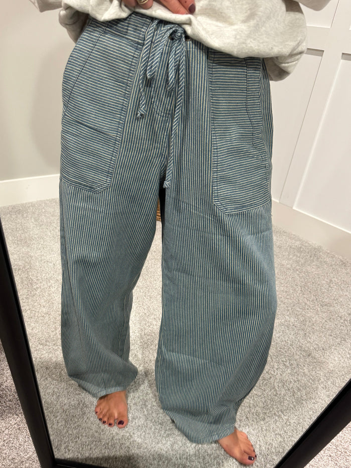 Striped Wide-Leg Pants