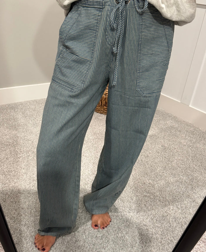 Striped Wide-Leg Pants
