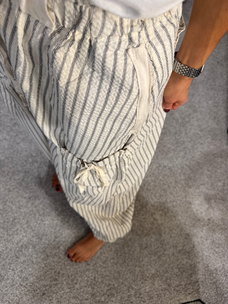 Striped Drawstring Jogger Pants | Oatmeal