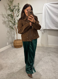 Brown Suede Utility Jacket