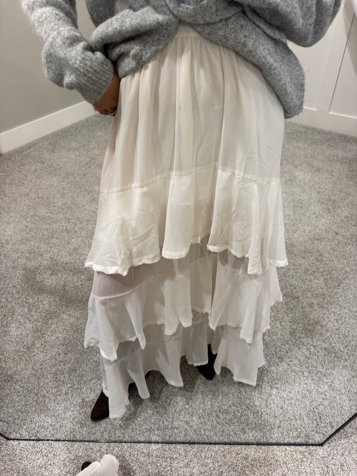 Fay Tiered Ruffle Skirt | Ivory