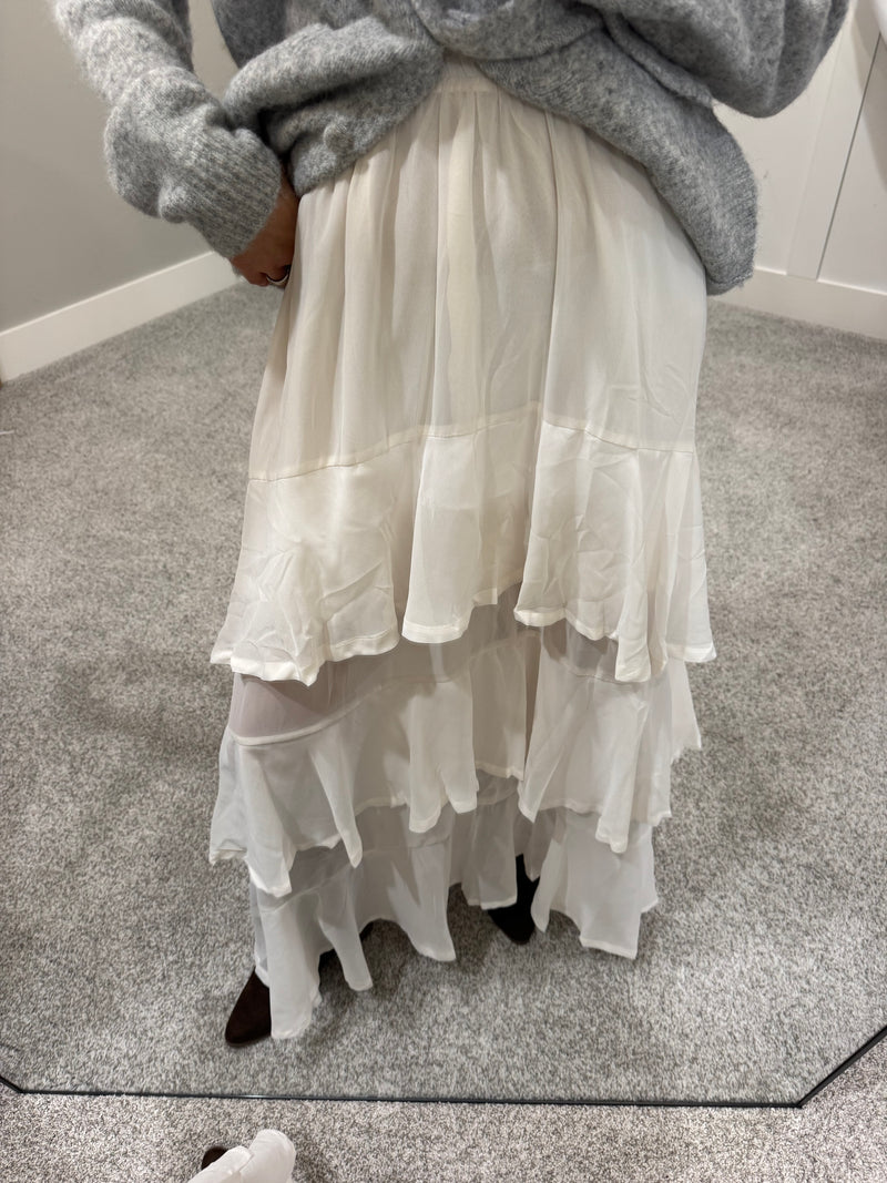 Fay Tiered Ruffle Skirt | Ivory