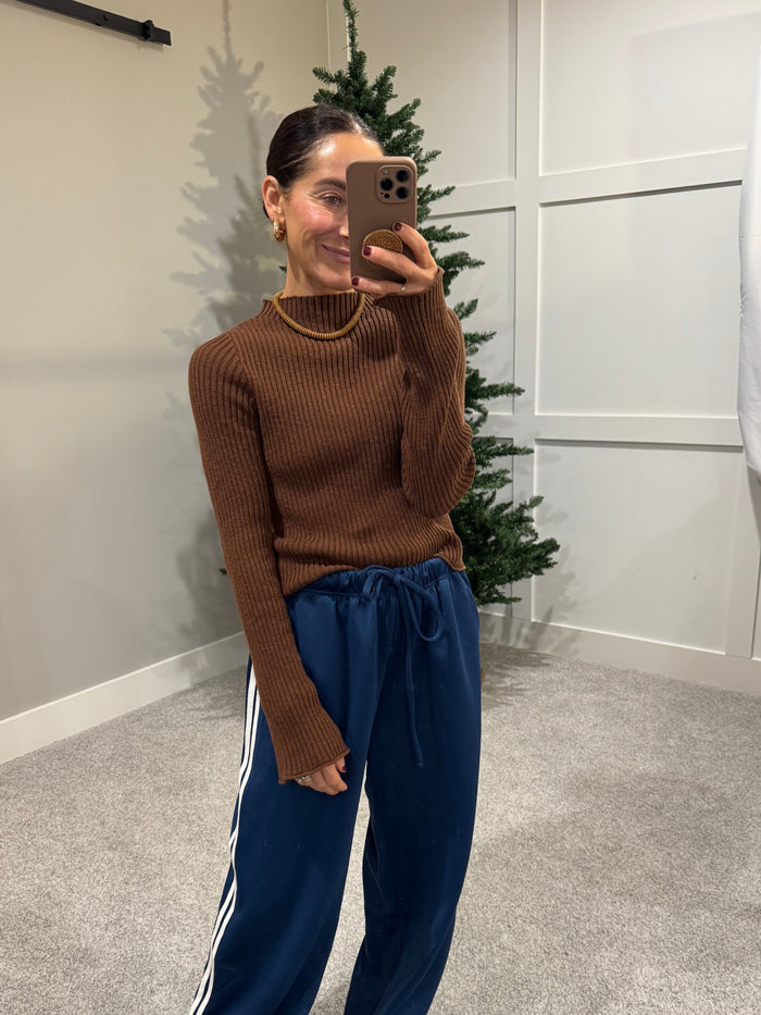 Ribbed Knit Top | Chestnut